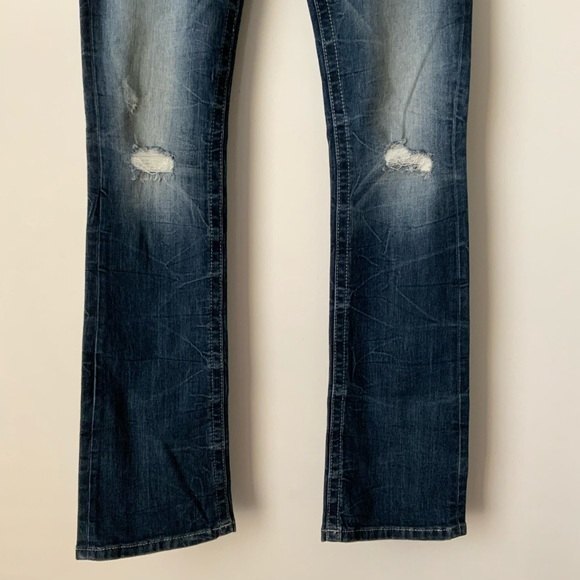 Miss Me Signature Distressed Flap Pocket Slim Boot Jeans Blue 25 - Picture 7 of 11